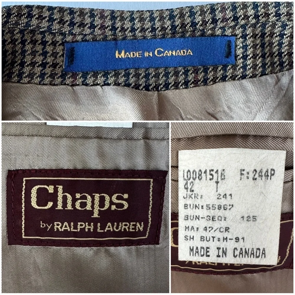 Vintage Chaps Ralph Lauren Men's Blazer Sport Coat Two Button Sports Jacket 42T